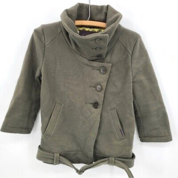 Aritzia Community Moto Jacket Tan Funnel Neck Pea Coat - Picture 1 of 6